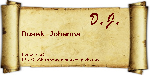 Dusek Johanna névjegykártya
